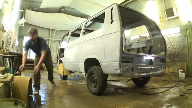 14. painting, base layer / покраска, базовый слой - vw T3 - inthevan.ru смотреть онлайн