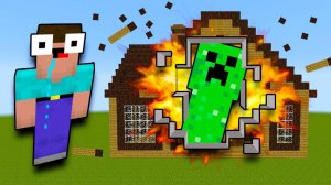 НУБик играет первый раз в Майнкрафт #3 КРИПЕР В ДОМЕ видео для детей про Minecraft