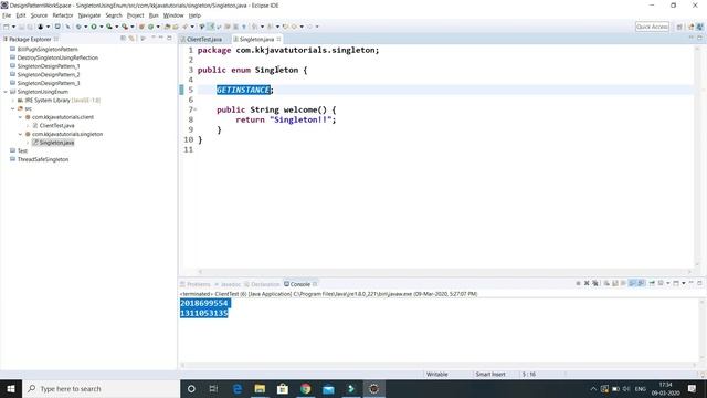 How to implement Singleton using Enum ? || Singleton Design Pattern