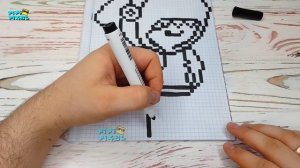 ШАРК ЛЕОН - из БРАВЛ СТАРС- РИСУНКИ ПО КЛЕТОЧКАМ - BRAWL STARS -PIXEL ART