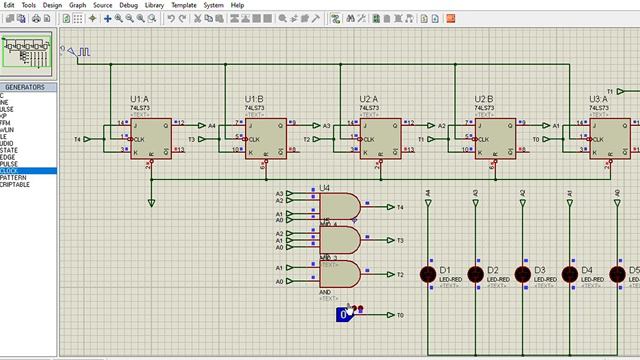 Contador 5 bits | Proteus смотреть онлайн