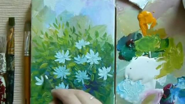 Научиться рисовать цветы ромашки,акрил смотреть онлайн