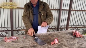 Мясницкая тяпка из стали У8, работа по лосиным костям