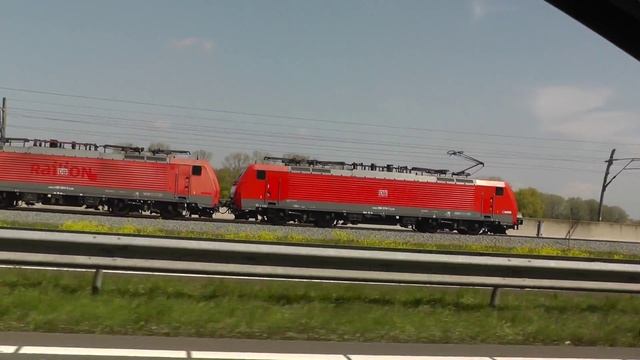 E31 / A15 chasing Siemens Eurosprinter class 189 with ore train to Germany, 5-5-2013 смотреть онлайн