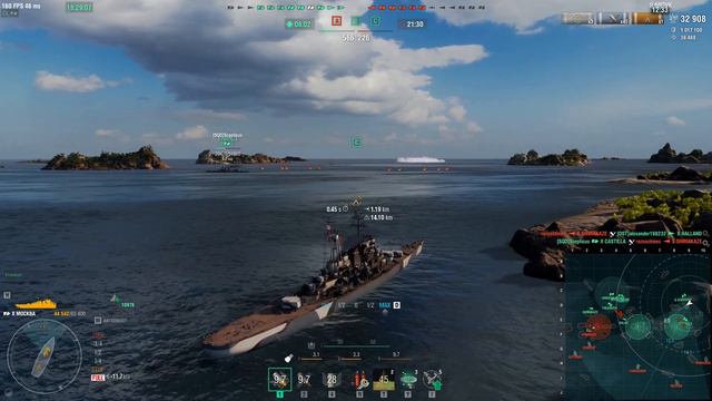 МИР КОРАБЛЕЙ крейсер Москва, не совсем удачный, но победный бой. смотреть онлайн