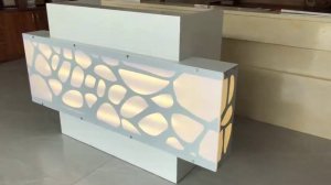 Wihite MDF Boutique Cashier Counter Checkout Table with Led Light Modern Retail Shop Reception Desk