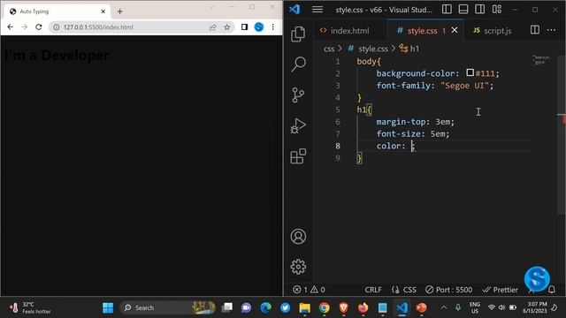 How to create Auto Typing Webpage using HTML, CSS & JavaScript