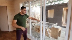 дачный домик с панорамными окнами, бытовка на дачу.