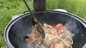 ЧАХОХБИЛИ ИЗ ГОВЯДИНЫ В КАЗАНЕ НА КОСТРЕ