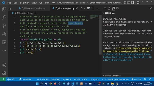 Python Machine Learning - Scatter Plot || scatter() || Python Machine Learning Tutorial in Hindi #7
