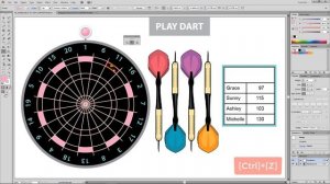 Illustrator Tutorial #14.  Creating a Dart Game Board with the [Live Paint Bucket] Tool