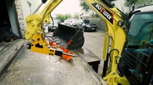 Работа гидромолота на мини экскаваторе Boulder EX22