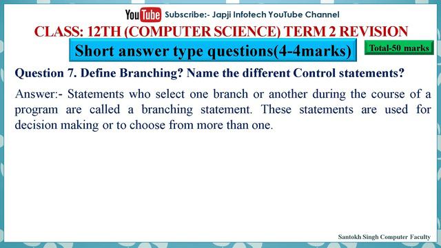 Pseb class 12 computer science term 2 syllabus revision