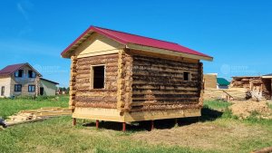 Сруб бани из бревна 4 на 6 в Сыктывкаре, сп. Холмы. Строительство бани и сарая в Центре Домостроения