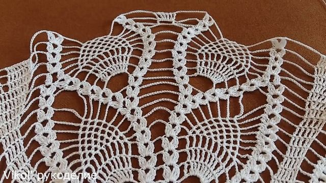 Вязание большой салфетки «Перо павлина» Часть 2