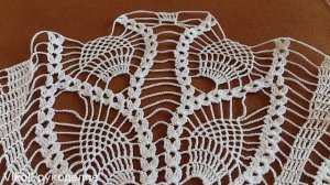 Вязание большой салфетки «Перо павлина» Часть 2