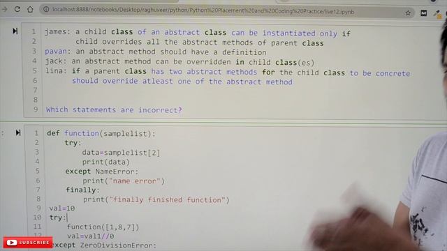 Python Practice Abstract Exception || Lesson 12 || Python Placements || Learning Monkey ||