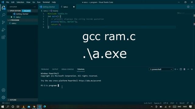 Visual Studio Code c program run problem
