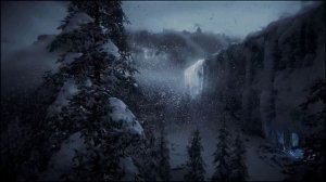 Ледяная стена и холодный зимний ветер со снегом для крепкого сна и отдыха