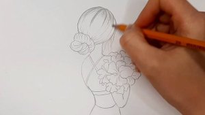 КАК НАРИСОВАТЬ ДЕВУШКУ С ЦВЕТАМИ ПРОСТЫМ КАРАНДАШОМ/HOW TO DRAW A GIRL WITH FLOWERS