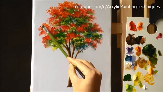 How to Paint a Tree with Acrylic Lesson 12 смотреть онлайн
