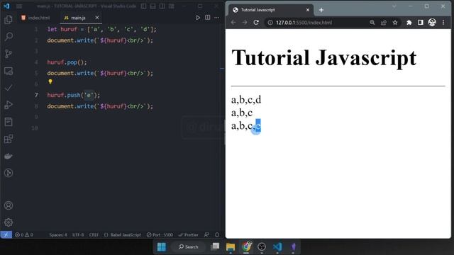 OPERASI DI JAVASCRIPT: POP, PUSH, SHIFT, UNSHIFT - 21 - Tutorial Javascript untuk Pemula