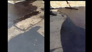 Ремонт асфальта возле офисного здания, парковочные места. (Жидкий асфальт)