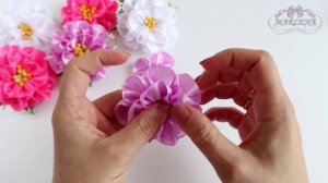 ✿ Цветы из атласных лент. Резиночки для волос. Канзаши МК/DIY