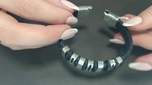 Кожаный браслет мужской с серебром