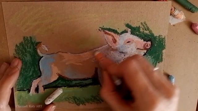 РИСУЮ пастелью розового поросенка смотреть онлайн