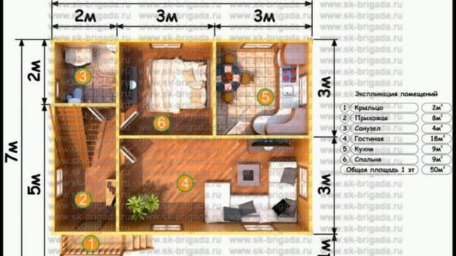 Одноэтажный дом из бруса 7 на 9 с ломаной крышей смотреть онлайн