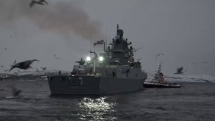 Кадры выхода фрегата «Адмирал флота Советского Союза Горшков» из базы.