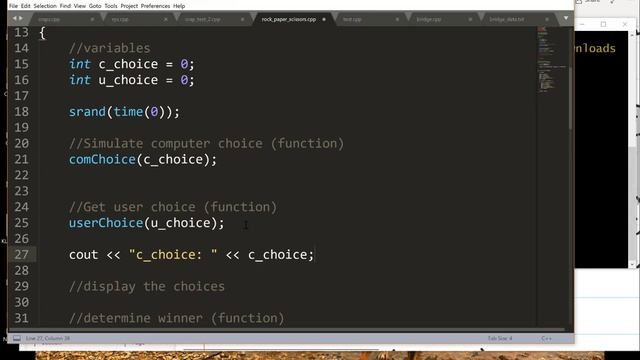 77 - Coding example in c++, rock, paper, scissors game