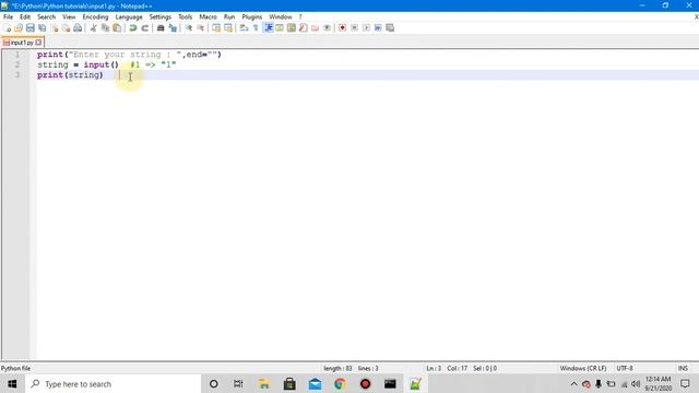 Python tutorial 2 - Taking input from user in Python 3 (Latest video)