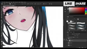 Digital painting (DRAWING AN ANIME GIRL IN PHOTOSHOP) || BLUE