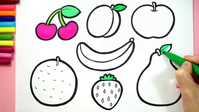 Как нарисовать фрукты детям. Раскрашиваем фрукты для детей
