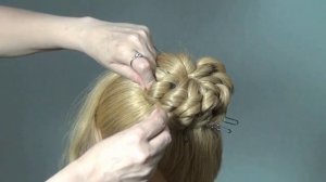 Прическа: Пучок с плетением. Elegant wedding bun updo hairstyles tutorial