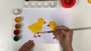 Как нарисовать цыпленка. Рисуем цыплят гуашью. Урок рисования для малышей.