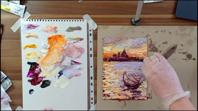 Живопись Мастихином Картина с Венецией - масляные краски + мастихин - Наталия Ширяева