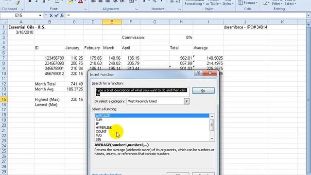 Excel 2010: MIN and MAX Functions