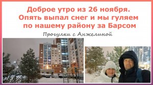 Доброе утро из 26 ноября. Опять выпал снег и мы гуляем по нашему району за Барсом. Рязань