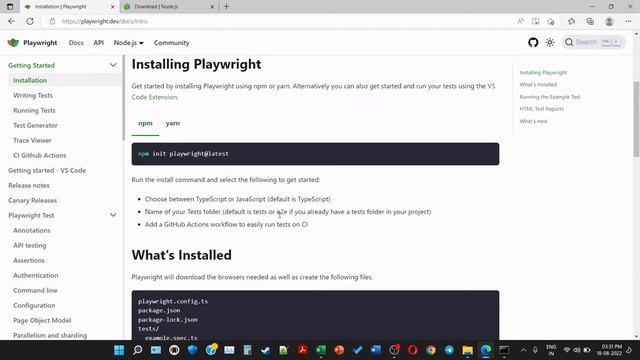 Playwright with Typescript  Part -1 (Features, Installation, Running Example Test and HTML Reports)