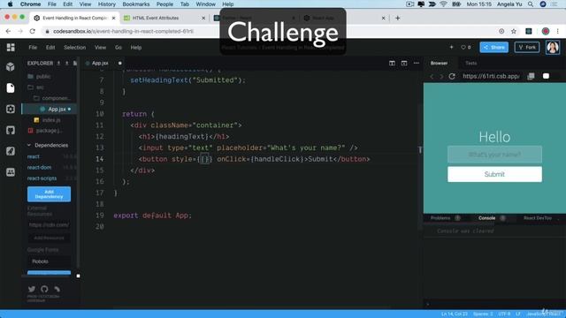 34  Event Handling in React