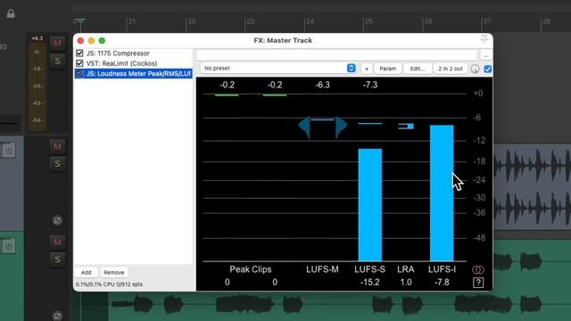 ReaLimit Limiter Plugin in REAPER