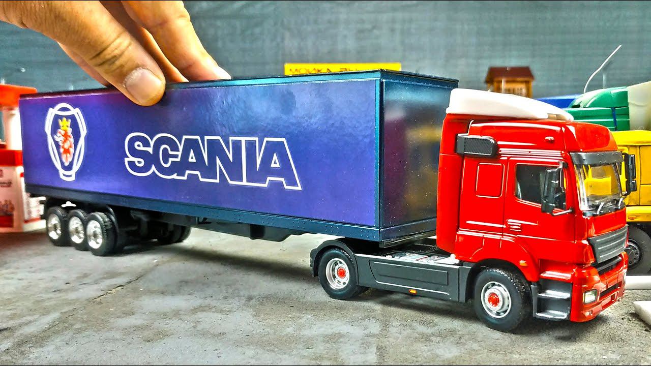 Моделька грузовика с полуприцепом SCANIA масштаб 1/43. Про машинки.