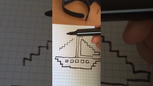 Рисуем Кораблик. Уроки Рисования по клеточкам. Читайте описание! смотреть онлайн