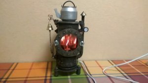 Ночник своими руками, в стиле стим-панк, твердотопливный котел (буржуйка)