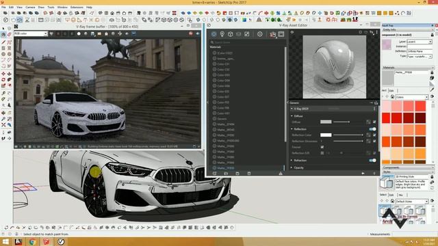 sketch up vray 4.0 ( BMW CAR HDRI + MATTE SHADOW ) смотреть онлайн