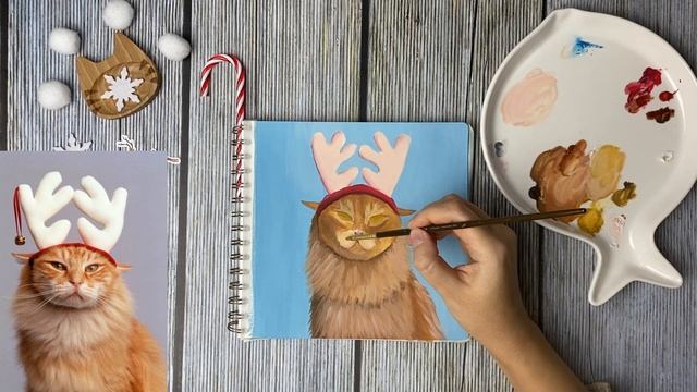 Оленьи рожки ? / Рисуем котика гуашью смотреть онлайн