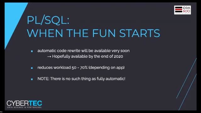 Moving from Oracle to PostgreSQL | Hans-Jürgen Schönig | POUG 2020 смотреть онлайн